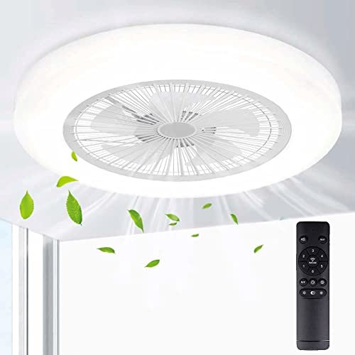 BAKAJI Lampadario Plafoniera con Ventilatore a Soffitto 3 Velocità Luce LED 18W Colorazione Regolabile Funzione Timer 1/2/4/8 ore e Telecomando Controllo a Distanza Staffa in Metallo Diametro 50 cm