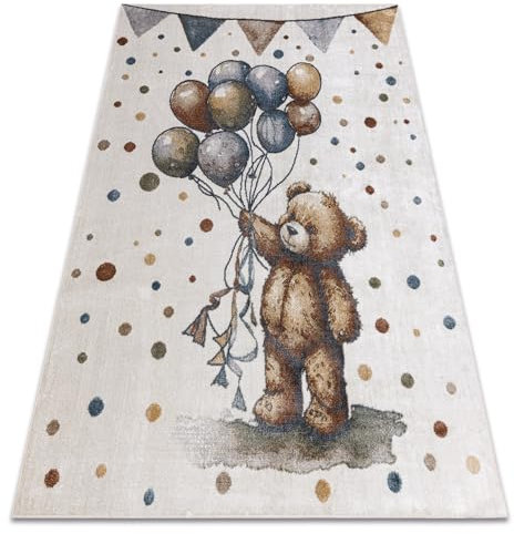 Teppich BONO 9614 Teppich Kurzflor, Kinderteppich, Wohnzimmer, Jugendzimmer, Kinderzimmer, Schlafzimmer, Tragen, Luftballons Creme/Hellgrau 180x270 cm