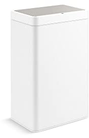 Kohler 23825-STW 13-Gallon Touchless White Stainless Steel Trash Can, Hands-Free Motion Sensor Lid, Durable, Fingerprint-Resistant, Easy to Clean, K-23825-STW