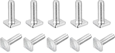 sourcing map Bullone a testa quadrata, 10pcs M6 x 20mm Completamente Filettato Acciaio al Carbonio Grado 4.8 Piazza Viti Macchina