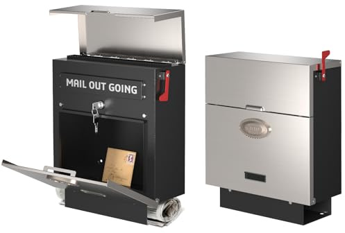 Pochar Stainless Steel Mailbox for Walls, Heavy Duty Wall Mounted Mailbox with Newspaper Holder - 14.25'' x 6'' x 17.25'' Silver Rust Proof Steel Dropbox
