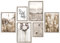 decomonkey | 6er Poster Set mit hellbraunem Rahmen | Boho Abstrakt | 2 x DIN A4 & 4 x DIN A3 | Wohnzimmer Schlafzimmer Wandposter Blider Collage Modern Wanddeko Strand Natur Gras Sprüche Meer Beige
