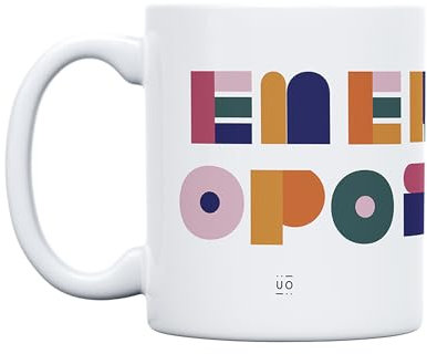 UO Taza de regalo con mensaje Energía Opositiva, regalo para amigas, regalo para amigos, regalo original de Navidad, regalo amigo invisible original, 350 ml, Cerámica