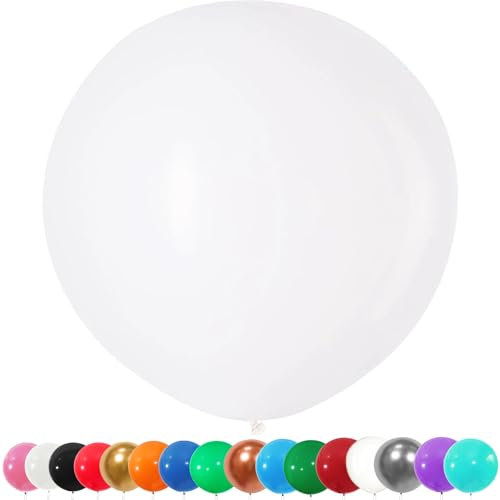 6 Stück Luftballons Gross, 36 Zoll Ballons Groß,Weißer Latexballon, Luftballons XXL Groß, Grosse Luftballons XXL, Latex Riesige Ballon, für Hochzeit Babyparty Geburtstag Party Deko(91 cm)