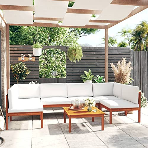Yolola Gartenmöbel Set Holz 7-teilig Garten Loungemöbel Set Balkon Lounge Sofa Ecksofa Garten Sitzgruppe Gartenmöbel,Terassenmoebel Set Massivholz Akazie -7-TLG