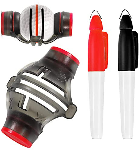 Golfball-Liner-Tri- -Golf-Ausrichtungsset mit Markierungsstift, Triple-Track-Putter-Schablonen-Zubehör,Federklemmen-Ballmarkierungswerkzeuge, Golfball-Linienzeichnungs-Markierungs-Ausrichtungs-Kits
