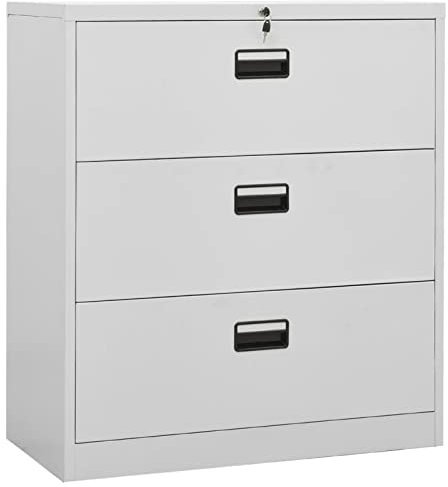 BULANED Aktenschrank, Metallschrank, Werkstattschrank, Werkzeugschrank, Büroschrank, Lagerschrank, Garagenschrank, Stahlschrank, Hellgrau 90x46x103 cm Stahl