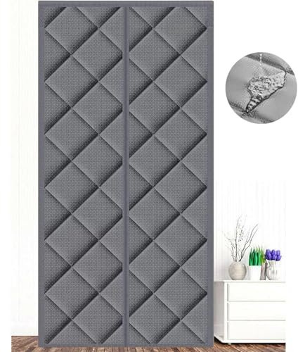 ZHhan Magnetic Thermal Insulated Door Curtain, Energy-Saving Privacy-Protecting Windproof,with Waterproof Cotton Curtain for Heater Room, Living Room,Easy to Insulated(Dark Grey,100x210cm)