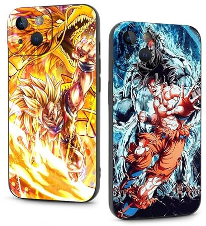 Handyhülle 2 Stück für Apple iPhone 13 Hülle 6.1'' Anime Dragonball Z Super Z DBZ Son Goku Manga Junge Muster Design Case All Inklusiv Linsen Schutzhülle Stoßfest TPU Silikon Weich Ultra Dünn Case,07