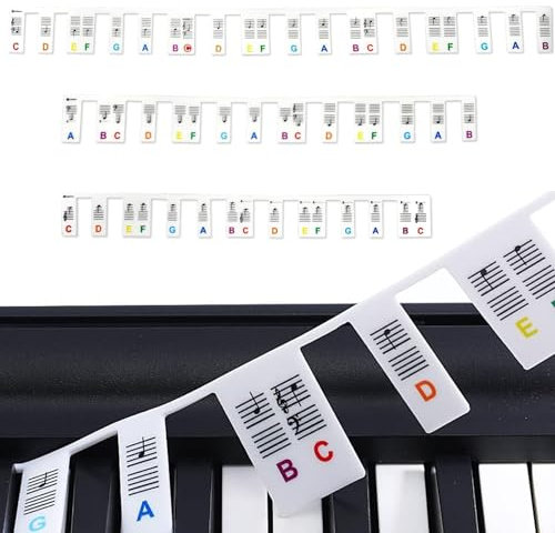 Gruvox 88 Key Full-size Piano Notes Detachable Piano Keyboard Note Guide Keys Colored Letter Label Accessories Washable and Reusable Piano for Beginners to Learn for Boys and Girls
