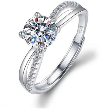 TOEECY Ringe Frauen 925 Sterling Silber Ring Zirkonia Moissanite Diamant Schmuck Verstellbarer Eternity Rings Geburtstagsgeschenk Verlobungsring Eheringe Paar Freund Mädchen (#4)