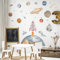 Mica-Mica Wandtattoo Weltraum - Raumschiff mit Planeten im Weltall - Universum | Stoff-Wandtattoos | 100% PVC-frei | Wanddeko, Wandaufkleber & Wandsticker | Deko fürs Kinderzimmer (STI-0249, L)