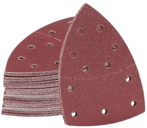 72Pcs Mouse Sanding Pads, Detail Sander Pads, Sandpaper for Electric Sander | Hook and Loop Palm Sander Sanding Sheets Sand Paper Triangle, Grits 40/60/80/120/180/240, for Grinding and Polishing, 11 Hole