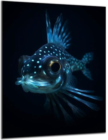 DARO Design - Wand-Bild 6mm HDF 84x56 cm Unterwasser Fisch leuchtend - Wand-Deko Bilder Wohnzimmer