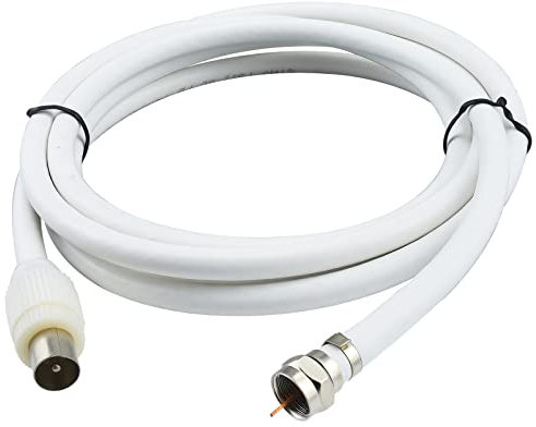 URCIANOW 1.8M Cable TV Sat 75 Ohm F Connector Macho Plug to TV-Macho Plug Cable de extensión 75 Ohm for Satélite Sat Freesat Sky Virgin BT TV HDTV DVB DVD Radio/Coax de Antena Televisión