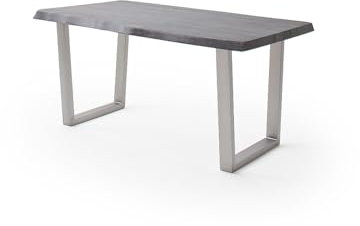 möbelando Baumkantentisch >Calabria< in Akazie grau lackiert - 240x79,5x100 (BxHxT)