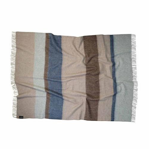 WoolStudio Überwurf aus Lammwolle, 130 x 170 cm, 100 % Lammwolle, luxuriös, langlebig und vielseitig, natürliche Wolldecke, perfekt für Zuhause, Reisen und Outdoor-Abenteuer, gestreiftes Parlament