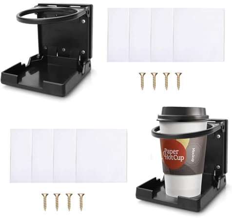 Auto Getränkehalter, 2 Stück Klappbar Dosenhalter, 7,6 cm Getränkehalter Klappbar Verstellbarer Flaschenhalter Tassenhalter Cup Holders für Boot KFZ LKW Wohnwagen Van(Schwarz)