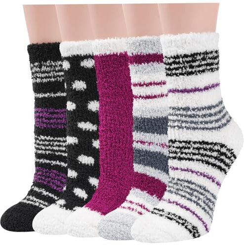 Blu Ninfee Kuschelsocken Damen Flauschige Kuschel Socken 5 Paar, Dicke Weiche Bettsocken Schlafsocken Mädchen, Warm Winter Flauschsocken Kuschelige Socken