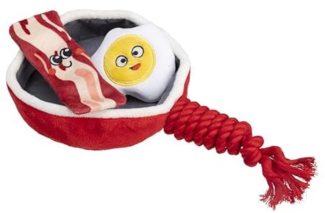 House of Paws Fry Up Hundespielzeug aus Seil, Plüsch mit abnehmbarem Ei und Speck