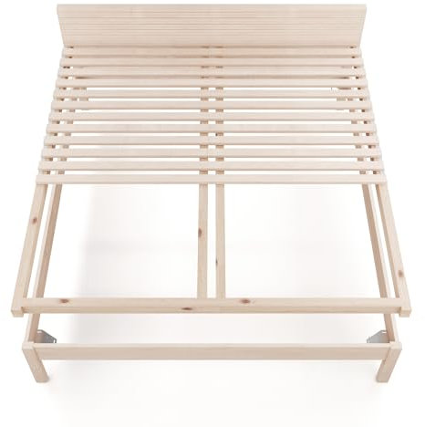 Hansales - Holzrahmen aus massivem Birkenholz als Bettgestell 180x200 mit rollrost, geeignet für alle Betten ohne Stützleisten, Basis für EIN niedriges Futonbett, Bettrahmen, Bed Frame.