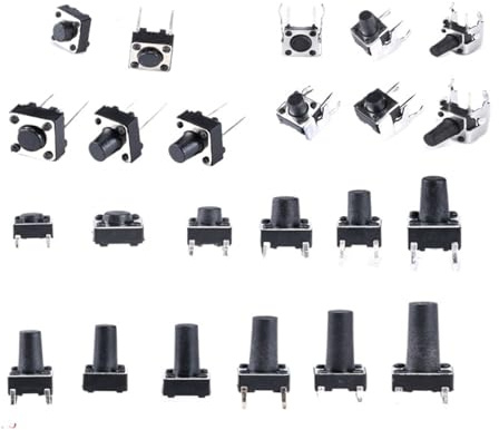 50PCS 6X6 Series Tact Switch 6 * 6 * 4.3/5/6/7/8/9/10mm Pins 2/4 Feet Horizontal Bracket Push Button Switch DIP PCB/key Switch(6x6 2Pins,6x6x8mm)