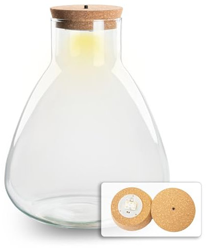 urbanjngl.com - Terrarium mit Led Licht Kork - Sam Led - Geschlossenes Terrarium ↑ 30 cm Bottle Sam led