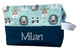 Trousse de toilette enfant personnalisée 8 coloris (JUNGLE/BLEU JEAN)