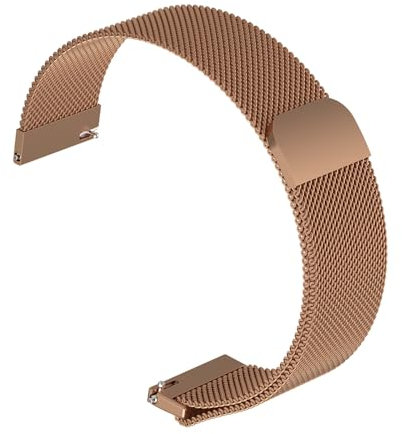 ZLZKJS Metall-Uhrenarmbänder, gewebt, Schnellverschluss, verstellbares Edelstahl-Ersatzarmband mit Magnetverschluss für Herren und Damen, 14 mm, 16 mm, 18 mm, 20 mm, 22 mm, 24 mm (Rosegold, 16mm)
