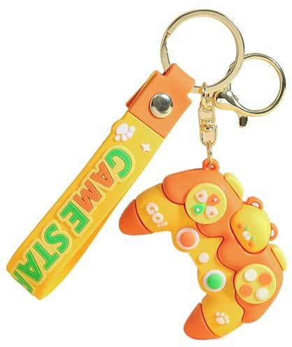 jamgeery Porte-clés manette de jeu – Breloque créative pour sac à dos, porte-clés de dessin animé, pendentif de sac, porte-clés léger pour les amateurs de jeux, jaune, Refer to description