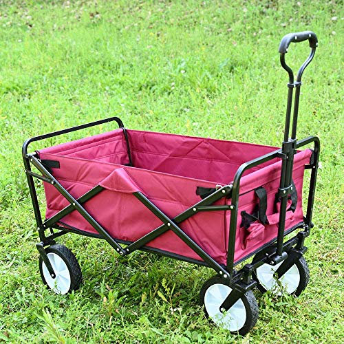 QZQJUILU Gartenwagen klappbar, Handwagen, klappbar, Transportkarre, bis 80 kg, für Garten, Camping, Strand, Angeln, Einkaufen