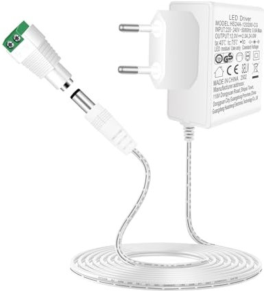 12V 2A Netzteil, AGOTD 24W Transformator AC 220-240V zu DC 12Volt Trafo, 12 Volt DC Power Supply für LED Streifen CCTV Kamera Radio Gehäuse Lüfter Router (Weiß)