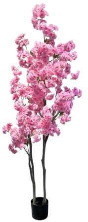 Glorlliant Künstlicher Kirschblütenbaum, 180cm Groß künstlicher Kirschblütenbaum im Topf, Doppelpol Realistischer Kirschblütenbaum aus Seide Deko künstlicher Pflanze für Partys und Hochzeiten zu Hause