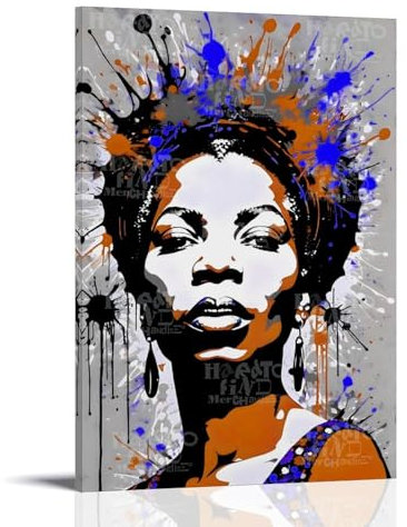 YRAEYWAER Nina Simone (1) Poster, ästhetische Dekoration, Wohnzimmer, modernes Poster, für Familienschlafzimmer, Schlafzimmer, Wohnzimmer, Wandkunst, Dekoration, Poster, 20 x 30 cm, Rahmenstil