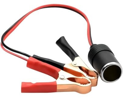 2PCS Cigarette Lighter Extension Cord, 12V-24V Female Car Cigarette Lighter Socket with 50A Battery Alligator Crocodile Clips Connector, Vehicle Battery Extension Charge Cable