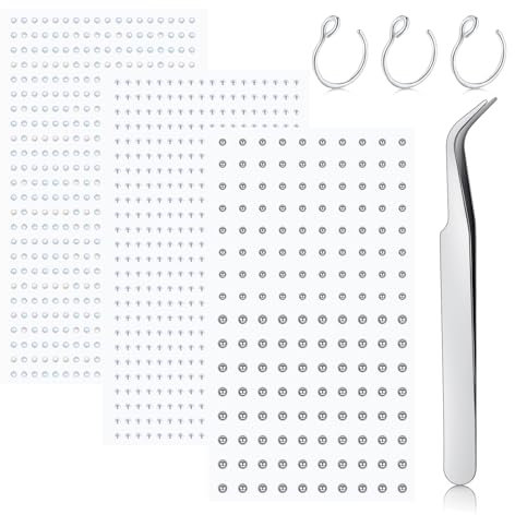 LAURITAMI Faux Piercing Nez Pierres Précieuses Autocollantes 3 Pièces Avec Pincettes Faux Nez Anneau, Fake Piercing Levre, Oreille, Sourcils- Bling Stick Visage Bijoux 2/2.5/3/4MM