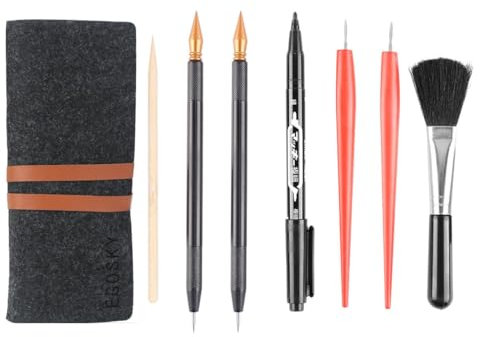 YUZNA 8 Stück Scratch Art Tools Set mit Kratzstiften, Bambus Kratzbild Stift, Bürste, Filz Aufbewahrungstasche, Scratch Painting Set für Kinder und Erwachsene