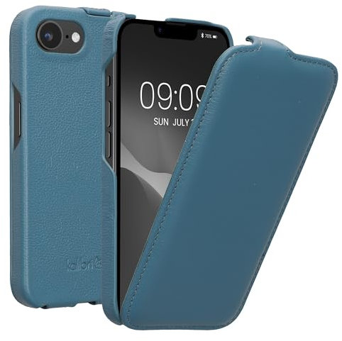 kalibri Flip Hülle Ultra Slim kompatibel mit Apple iPhone 16e - Leder Case Schutzhülle Tasche in Blau