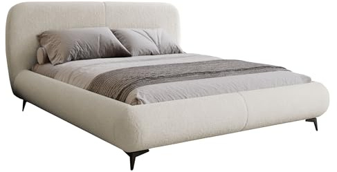 Mirjan24 Polsterbett Metenr, Bettkasten mit Lattenrost, Doppelbett, Schwarze Metallfüße, Elegantes Bett mit Polsterkopfteil, Bettgestell, Ehebett (Coral 65, 200 x 200 cm)