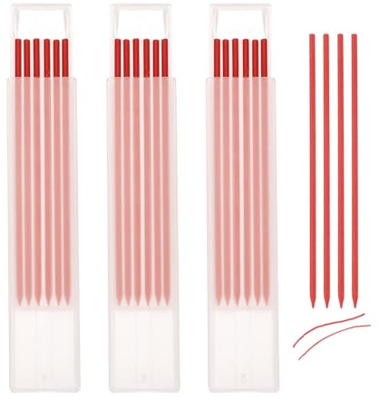 QUARKZMAN 18 Stück Bleistiftminen Tischler Bleistift Ersatzminen 2,8 mm Solide Tieflochmarker Minen Bleistiftminen Konstruktion Bleistift Ersatz für Zimmermannsbleistift(Rot)