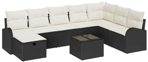 vidaXL Gartensofa-Set 9 STK. Schwarz Poly-Rattan