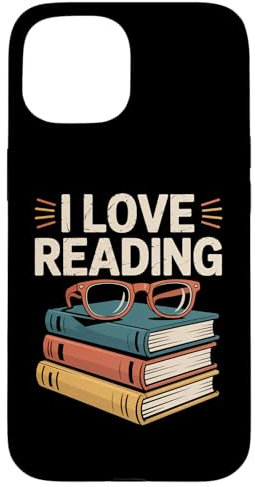 Me encanta leer pila de libros con gafas Carcasa para iPhone 15