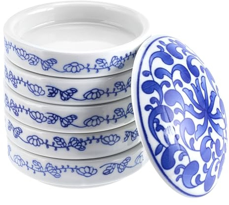 PH PandaHall Stackable Paint Trays 5 Layers Ceramic Paint Palette Watercolor Pigment Tray Porcelain Watercolor Palettes Sauce Dishes with Lid for Artist Gouache Pigment Chinese Calligraphy Ink Mixing