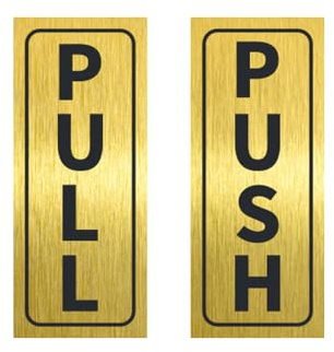1 Set Gold Sliding Door Logo Sticker Self-Adhesive Push Pull Door Sign Sticker for Office Store Hotel Restaurant