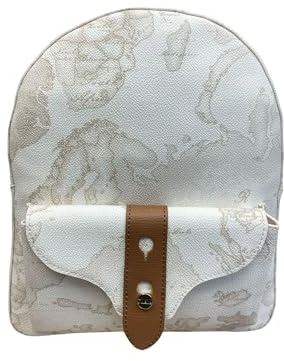 Alviero Martini 1A Classe Rucksack mit einer Schulter Geo Classic, PVC-beschichtetes Canvas, beige mit geografischem Muster, verstellbarer Schultergurt, 31 x 20 x 7 cm