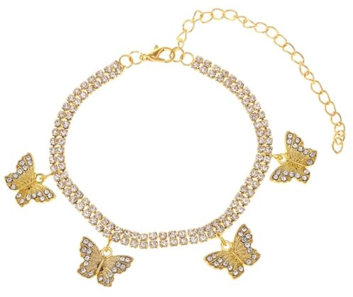 Karma NH11434685 Fußkettchen Schmetterling Silber od. Gold 21 cm modern filigrane Fusskette Fußschmuck Urlaub Strand Abendmode