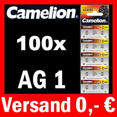 Camelion Lot de 100 piles bouton AG1 LR60 164 364 GP64A SR621W