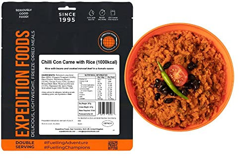 EXPEDITION FOODS Chilli Con Carne with Rice (Double Serving / 1000KCAL) | Freeze-Dried Camping & Hiking Food