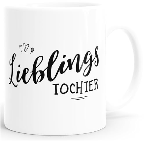 MoonWorks Kaffee-Tasse Geschenk-Tasse Lieblingstochter Geschenk Familie Kind Kinder Tochter Mädchen einfarbig Weiss unisize