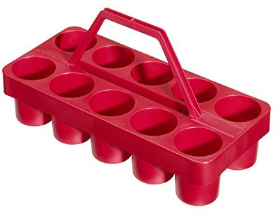 bevando Gläserträger rot aus Kunststoff, 10 Gläser konisch 0,2-0,4ltr., Flaschen 0,33ltr.